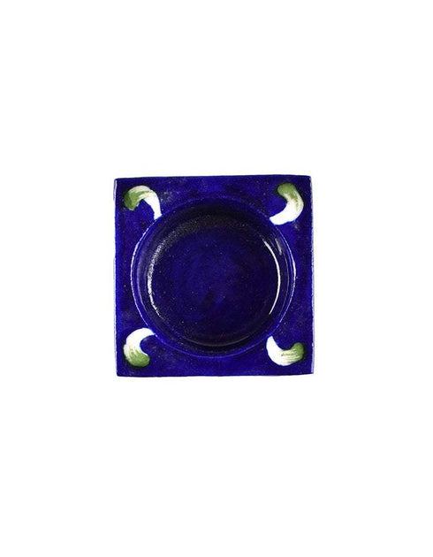 Blue Pottery Candle Holder Set Of 2pcs.